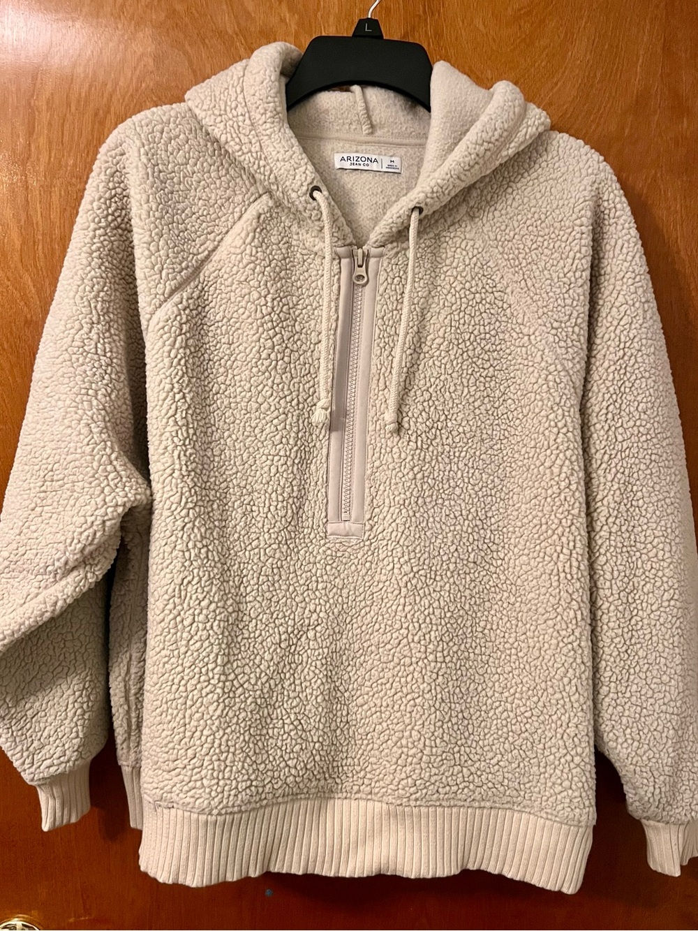 Arizona Jean Company Cream Sherpa Quarter-Zip Hoodie Sweater